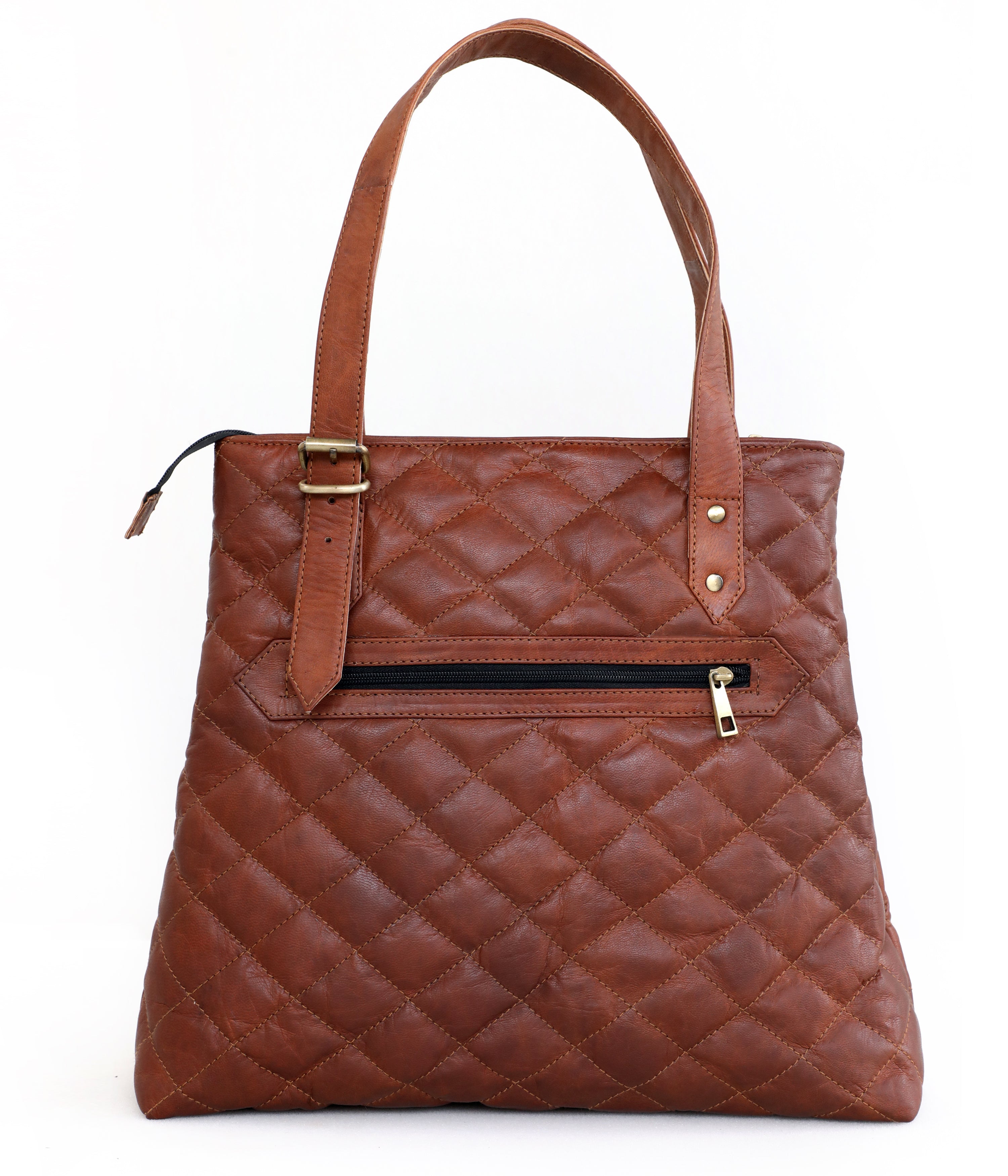 DEKVIO Quilted Leather Tote Bag for Women with Matching Clutch Pouch Genuine Leather Shoulder Handbag for Work Travel