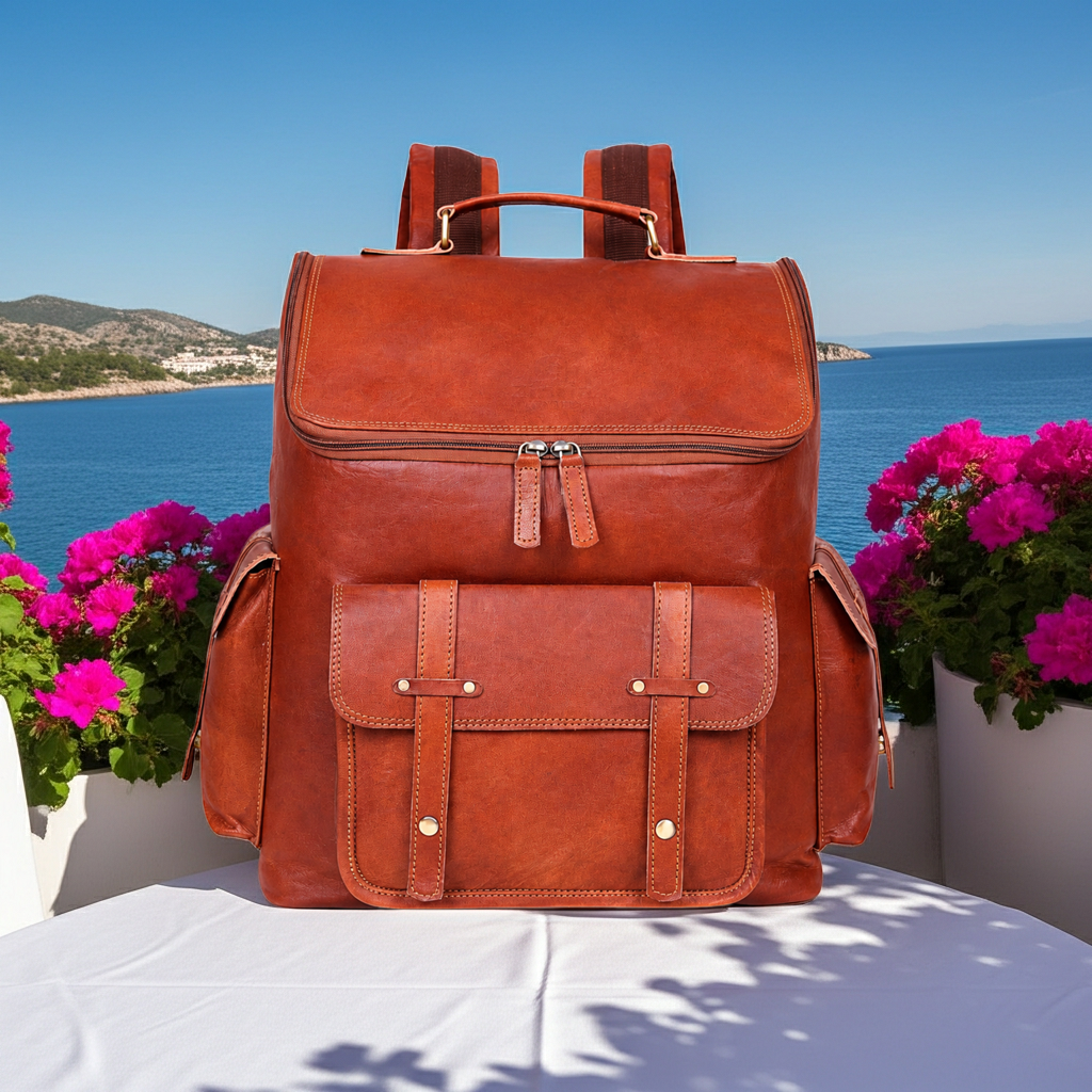 DEKVIO 17 inch Vintage large leather laptop backpack — product photo 20