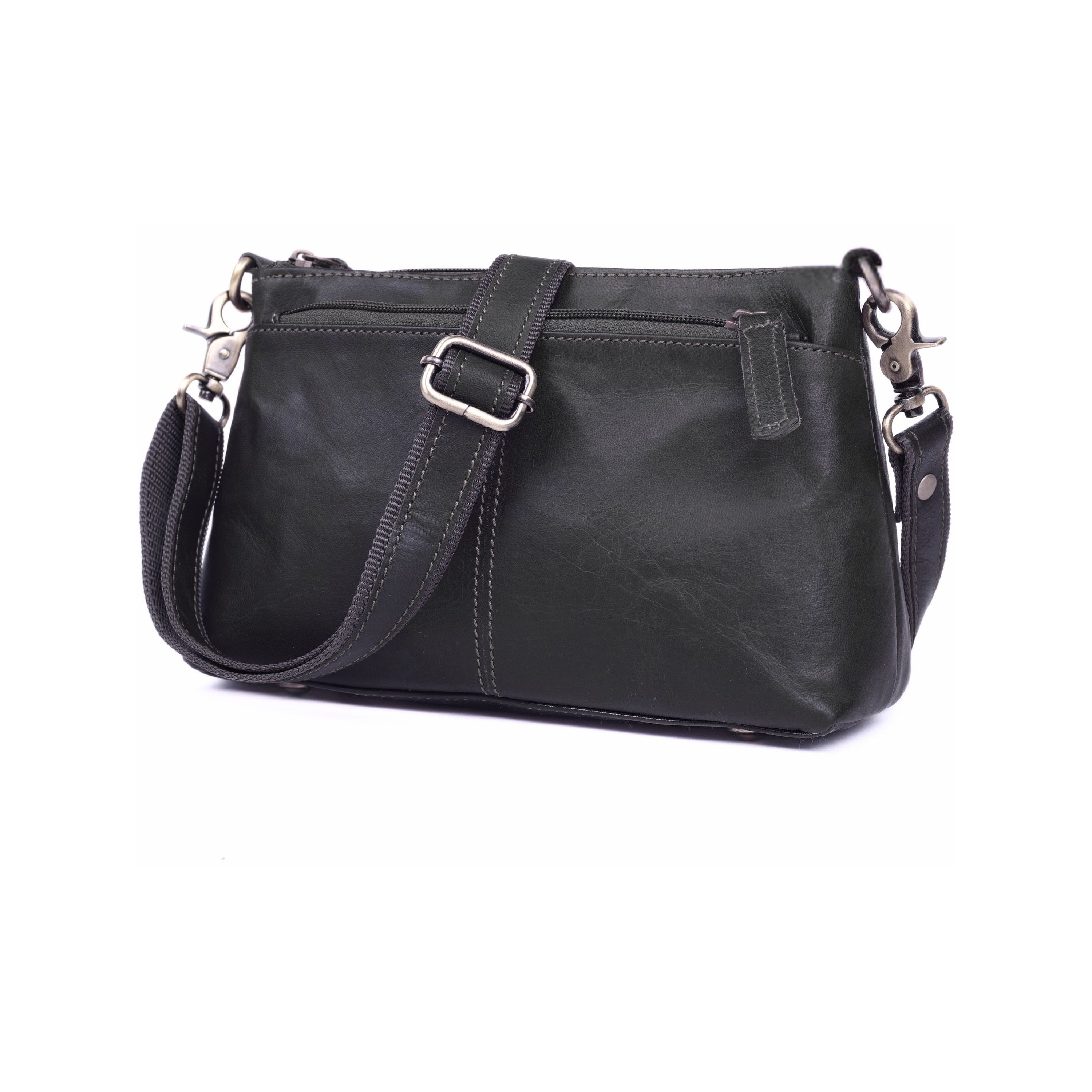 DEKVIO Small Genuine Leather Crossbody Purse for Women | 3-Zip Vintage Leather Shoulder Bag | Brown, Coffee, Tan, Black