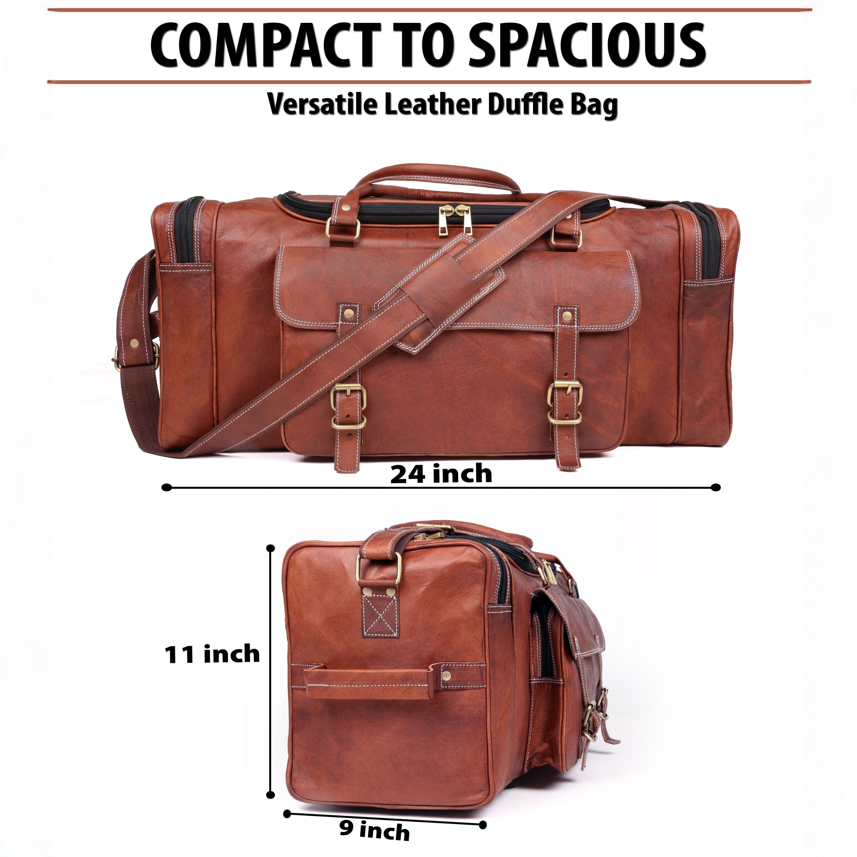 DEKVIO 24" Handcrafted Genuine Leather Duffle Bag | Vintage Travel Holdall | Men & Women | Brown, Coffee, Tan, Black