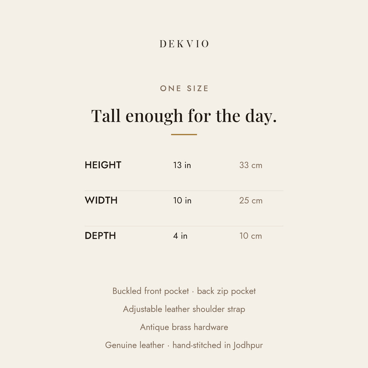 DEKVIO size guide: 10 x 13 x 4 inch vintage leather shoulder purse
