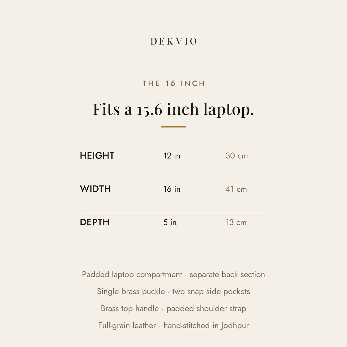DEKVIO size guide: 16 x 12 x 5 inch leather messenger office briefcase