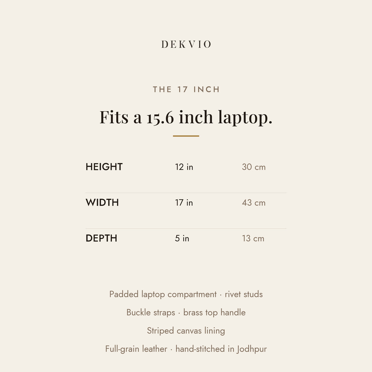 DEKVIO size guide: 17 x 12 x 5 inch vintage leather messenger briefcase