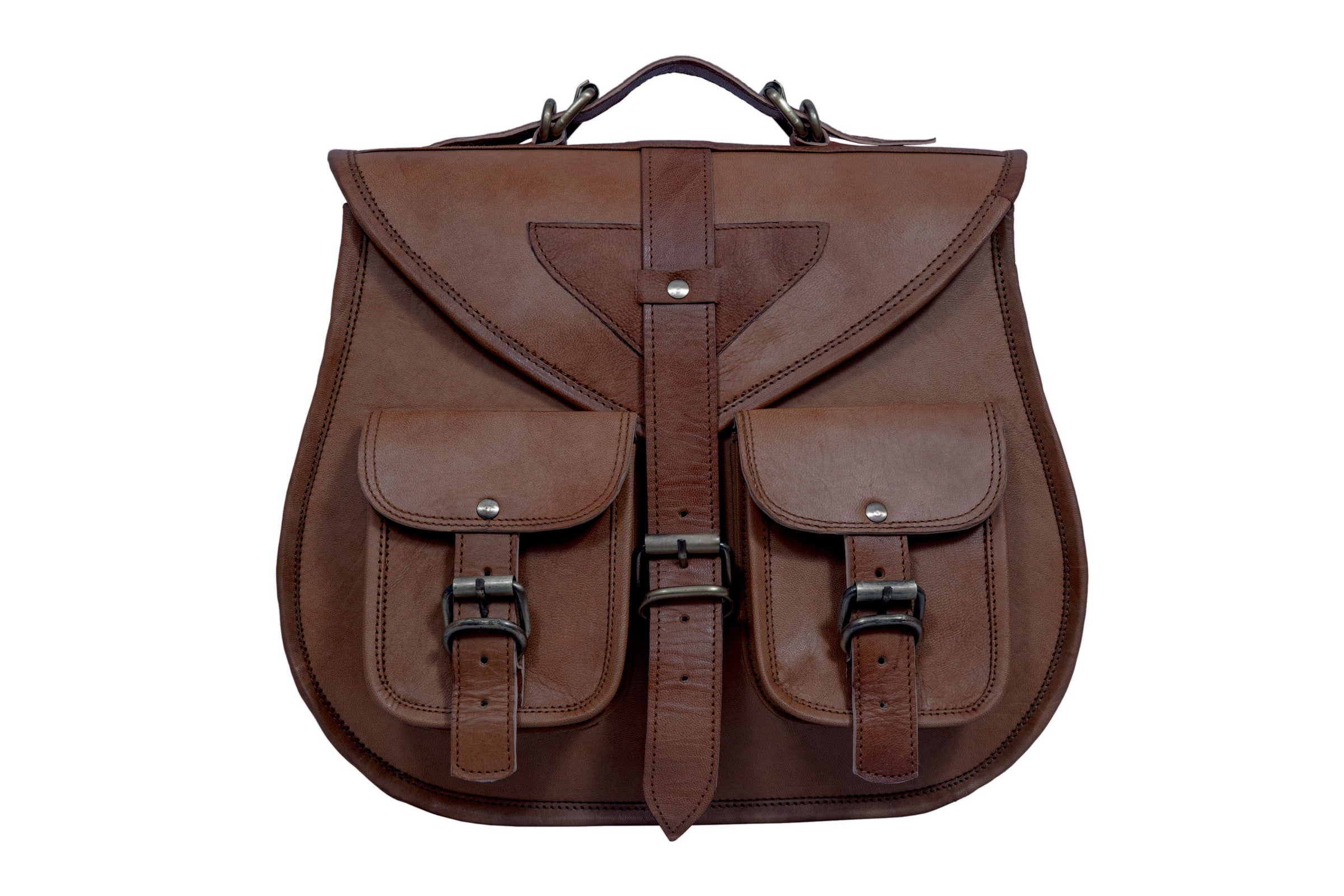 DEKVIO large leather crossbody handbag in Coffee dark brown
