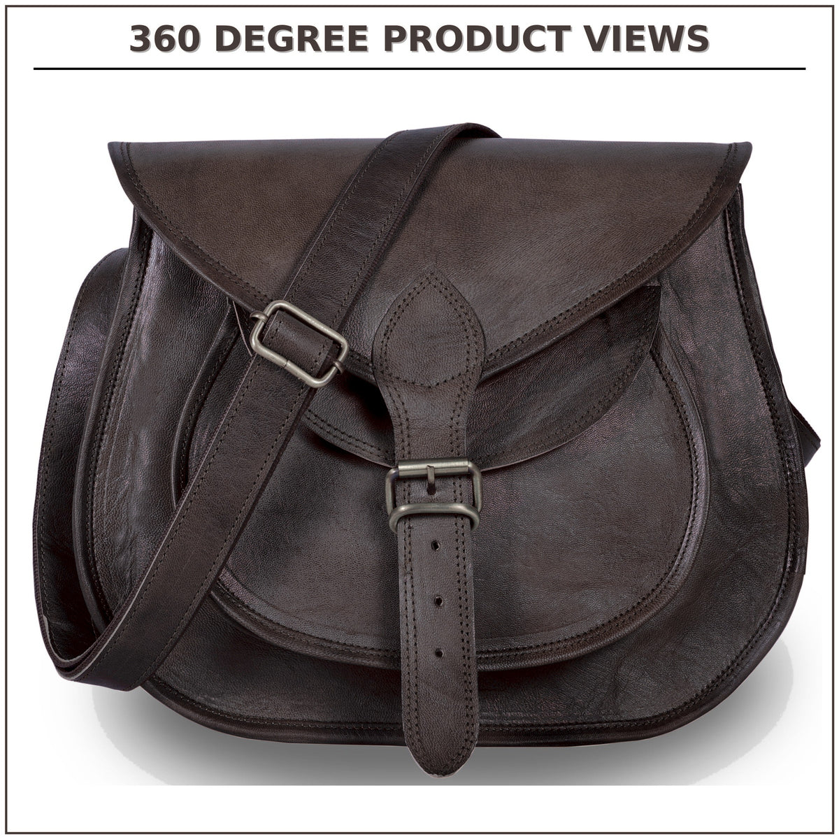 DEKVIO leather crossbody saddle bag in Black