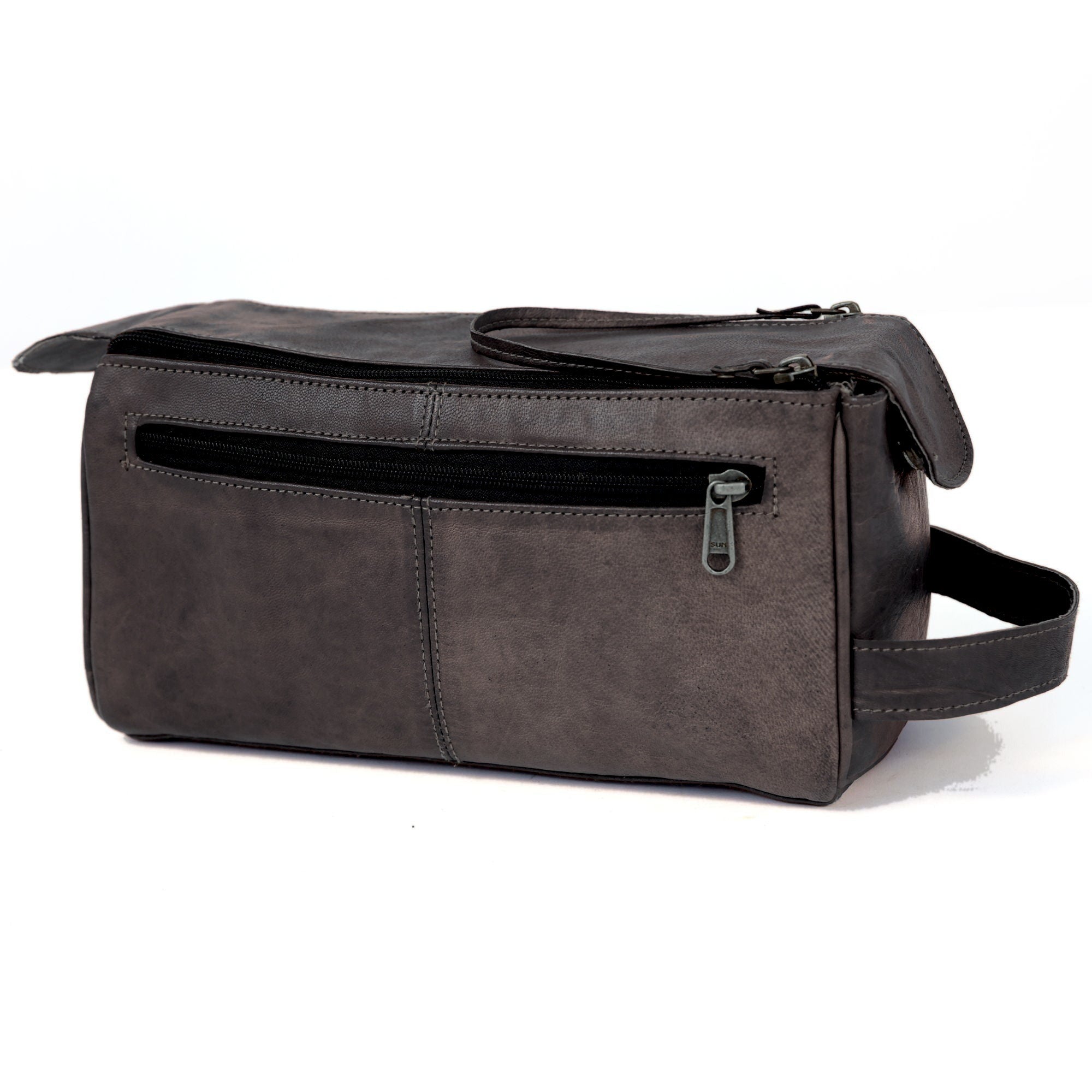 DEKVIO leather toiletry bag dopp kit in Black