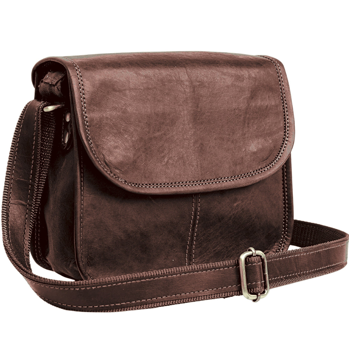 DEKVIO small leather crossbody purse in Coffee dark brown