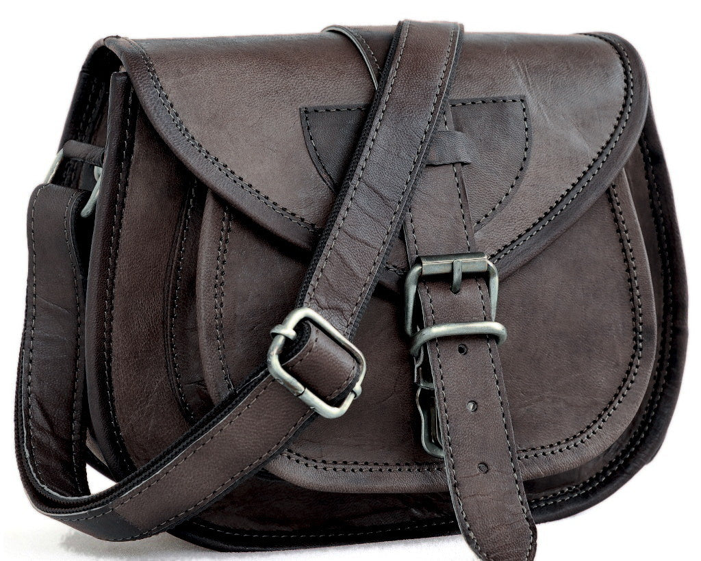DEKVIO small leather crossbody saddle bag in Black