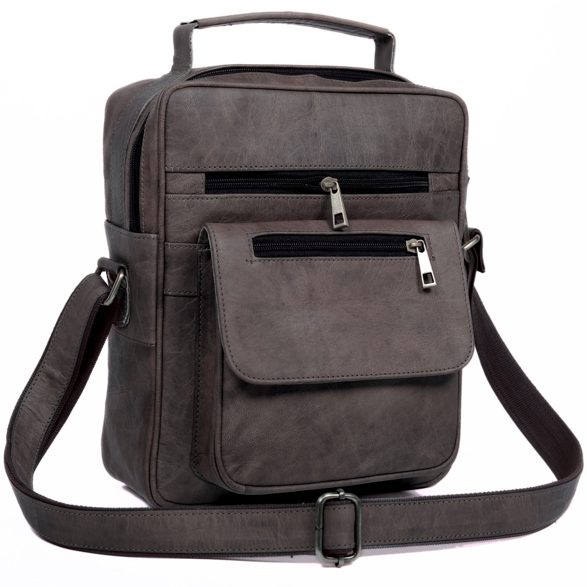 DEKVIO small vertical leather crossbody sling bag in Black