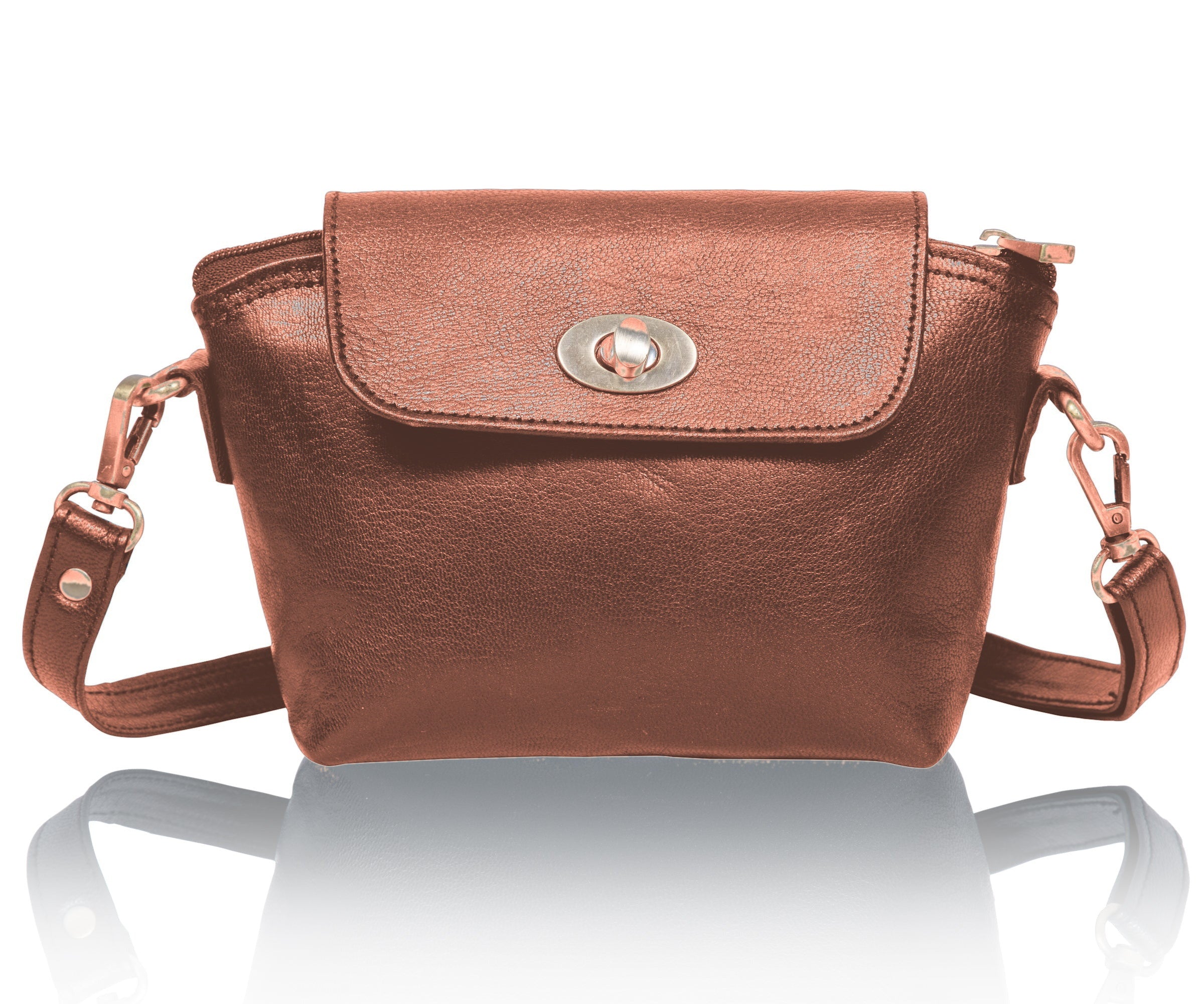 DEKVIO women's small multi-pocket leather crossbody purse in Brown