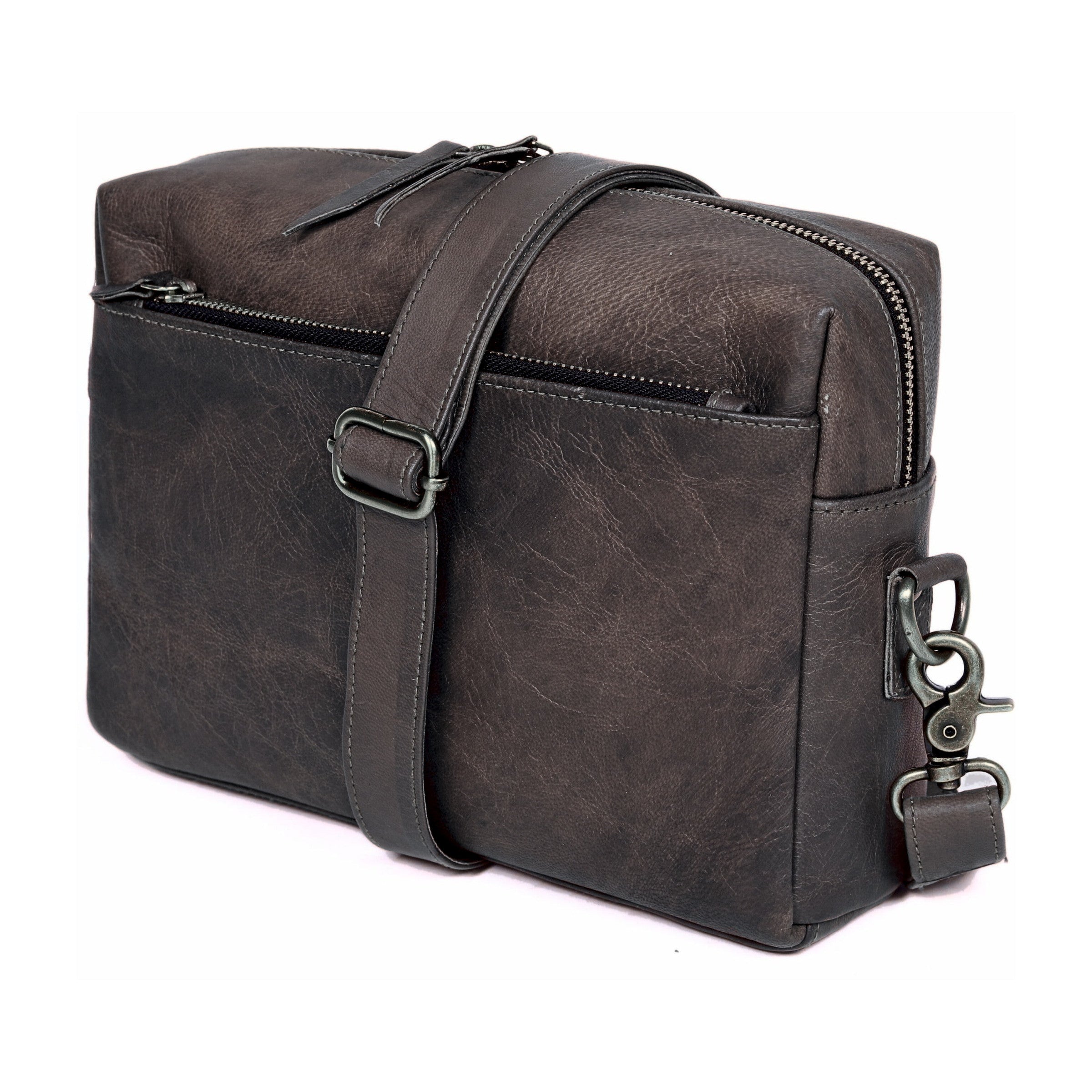 DEKVIO women's small leather crossbody purse in Black