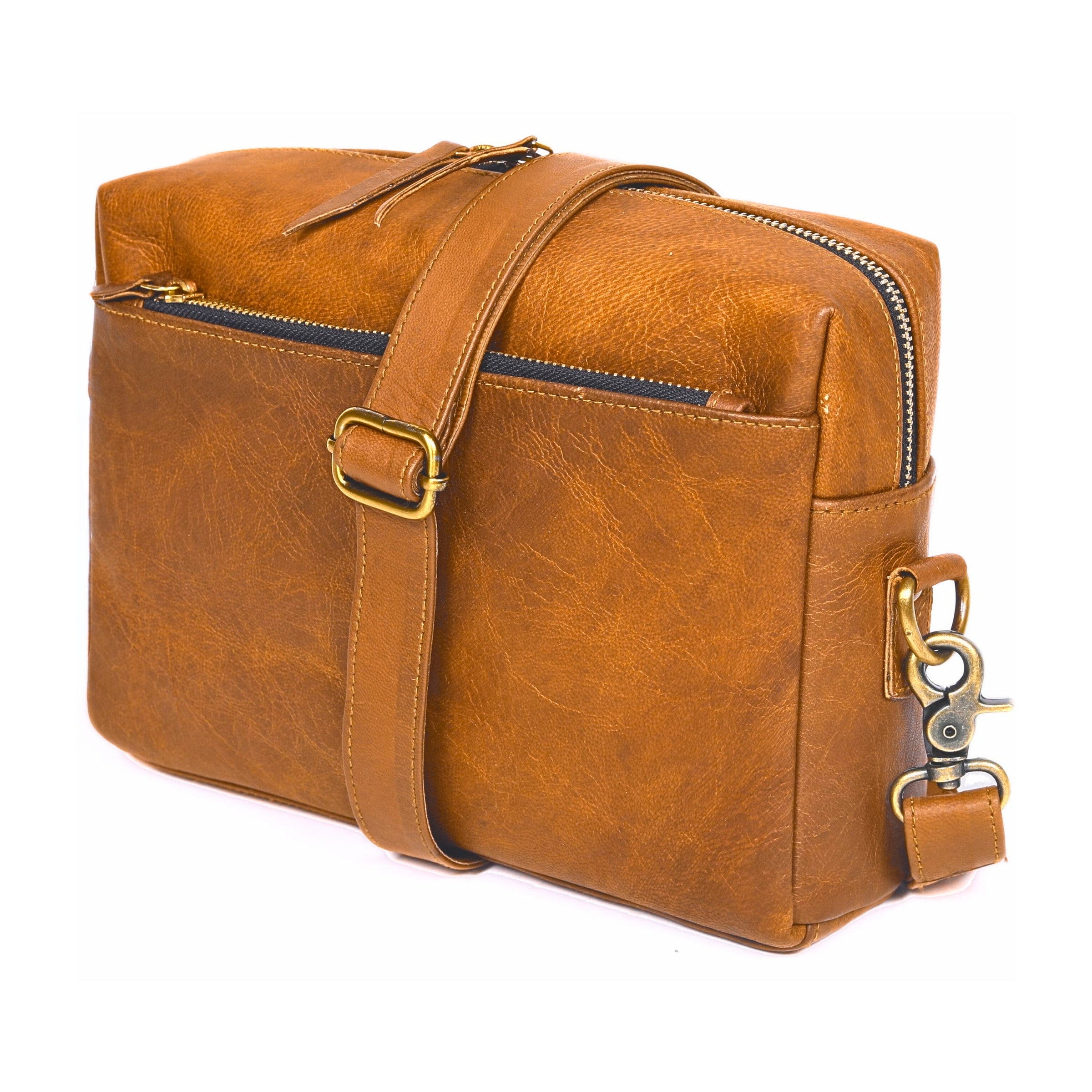 DEKVIO women's small leather crossbody purse in Tan