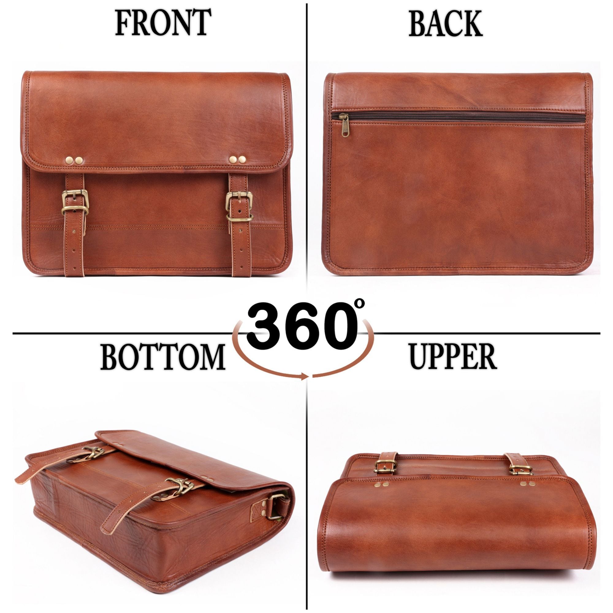 DEKVIO Small Leather Messenger Bag Crossbody Satchel for iPad Tablet 10 Inch Vintage Shoulder Bag for Men Women