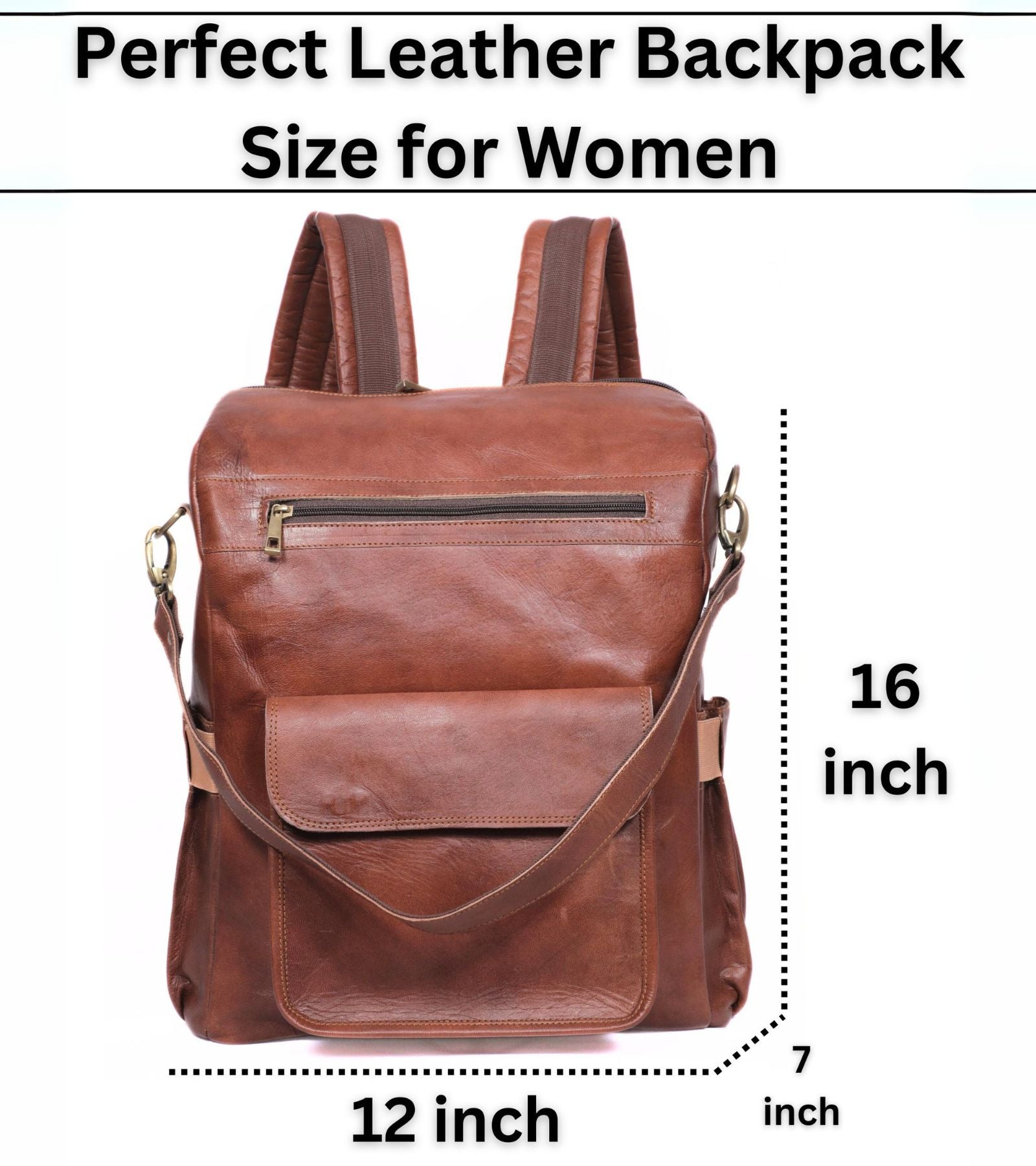 DEKVIO 16" Handcrafted Genuine Leather Backpack for Women | Laptop Rucksack | Travel, Work & College Bag | Brown, Coffee, Tan, Black