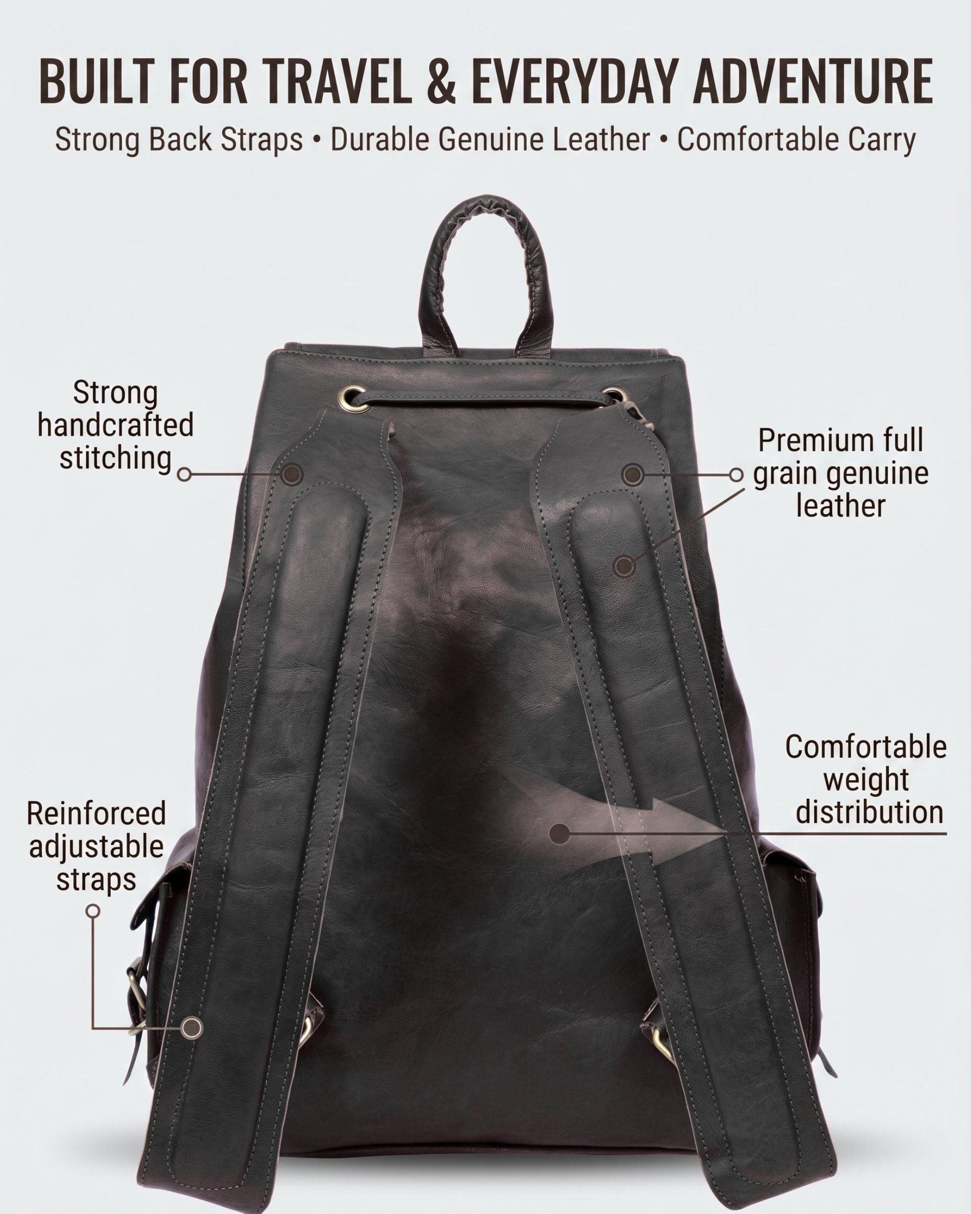 DEKVIO 20" Handcrafted Genuine Leather Backpack | Laptop Rucksack for Men & Women | Travel, Work & College Bag | Brown, Coffee, Tan, Black