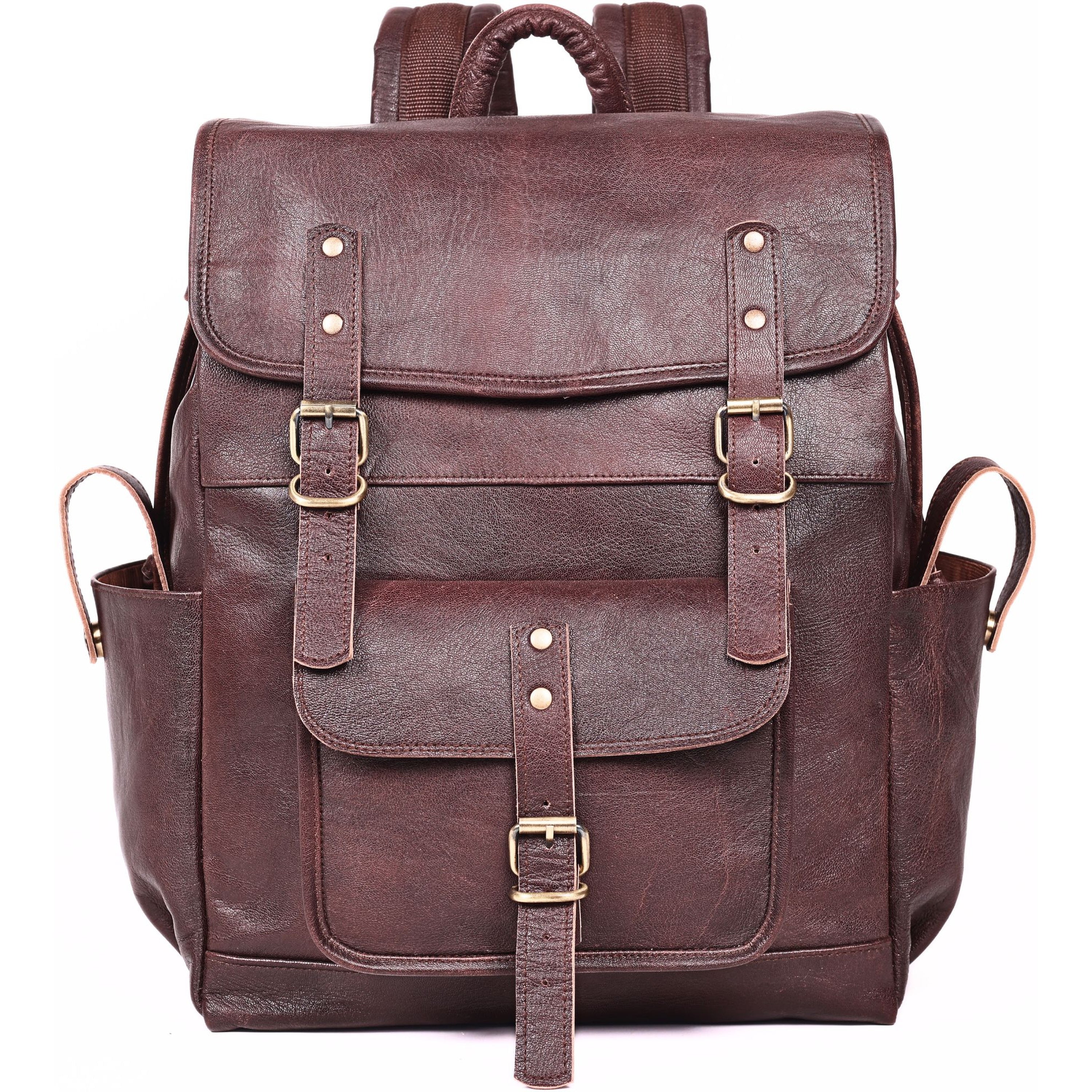 DEKVIO Leather Utility Laptop Backpack | Full Grain Travel & Work Bag