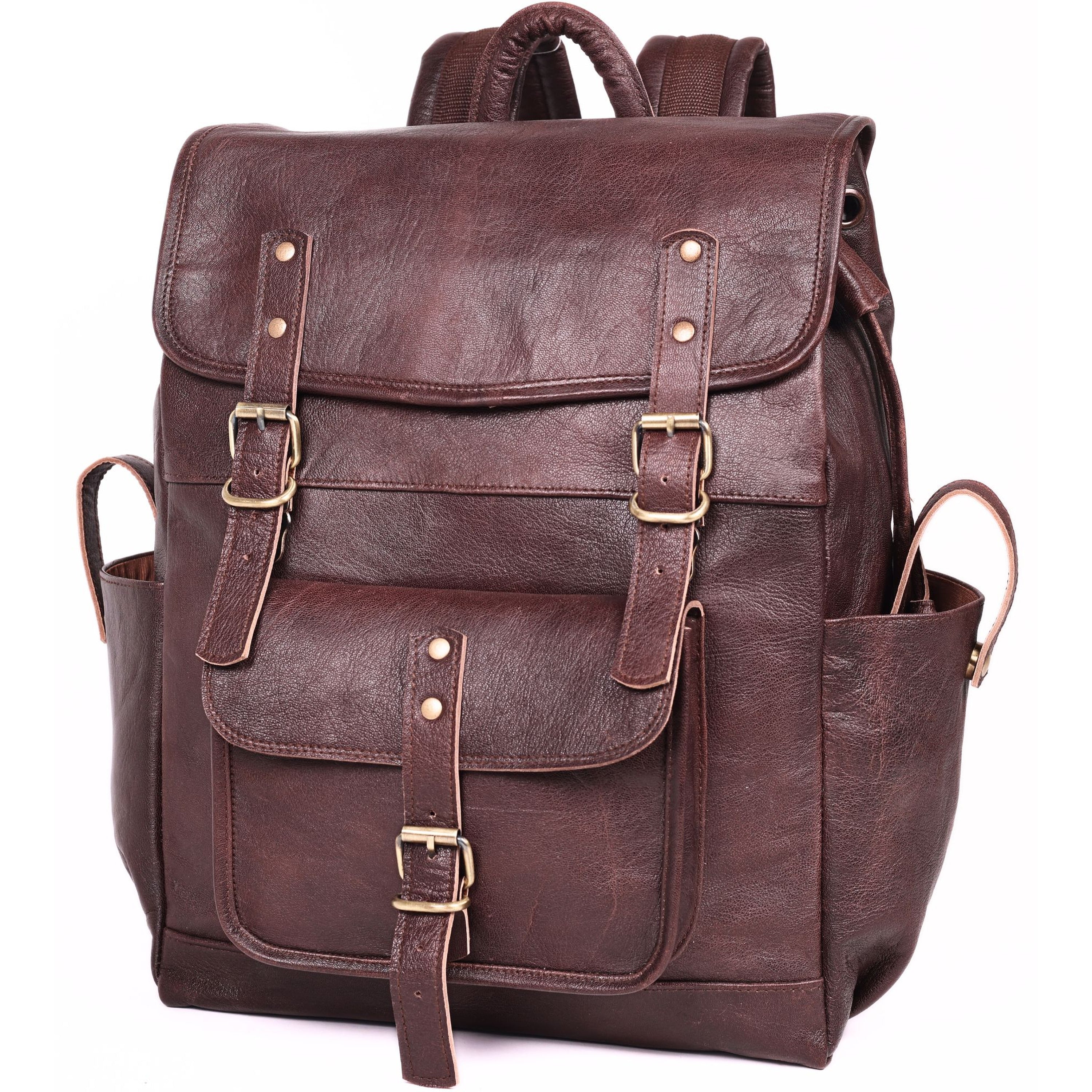 DEKVIO Leather Utility Laptop Backpack | Full Grain Travel & Work Bag