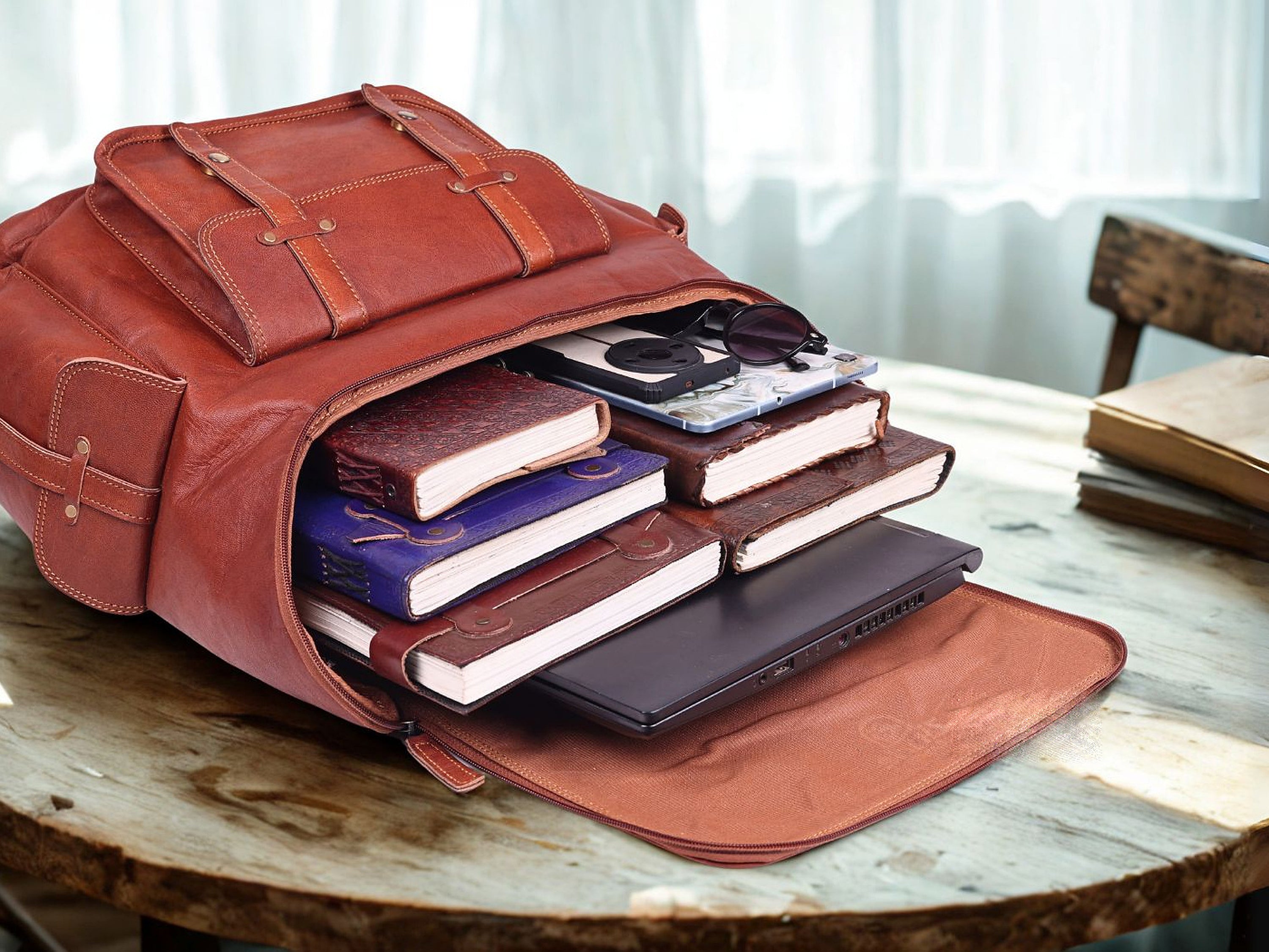 DEKVIO 17" Large Handcrafted Genuine Leather Backpack | Vintage Laptop Rucksack for Men & Women | Travel, Work & College | Brown, Coffee, Tan, Black