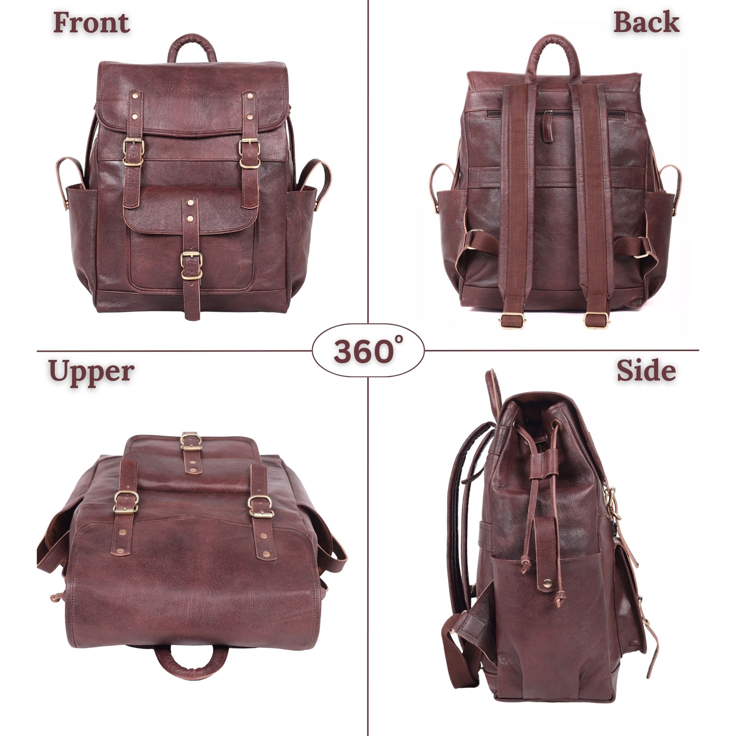 DEKVIO Leather Utility Laptop Backpack | Full Grain Travel & Work Bag