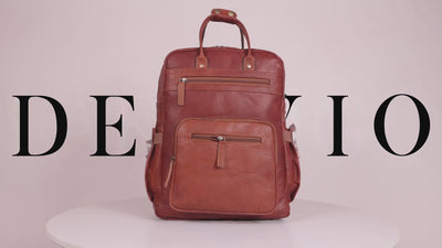 DEKVIO 16 inch genuine leather laptop backpack — product video