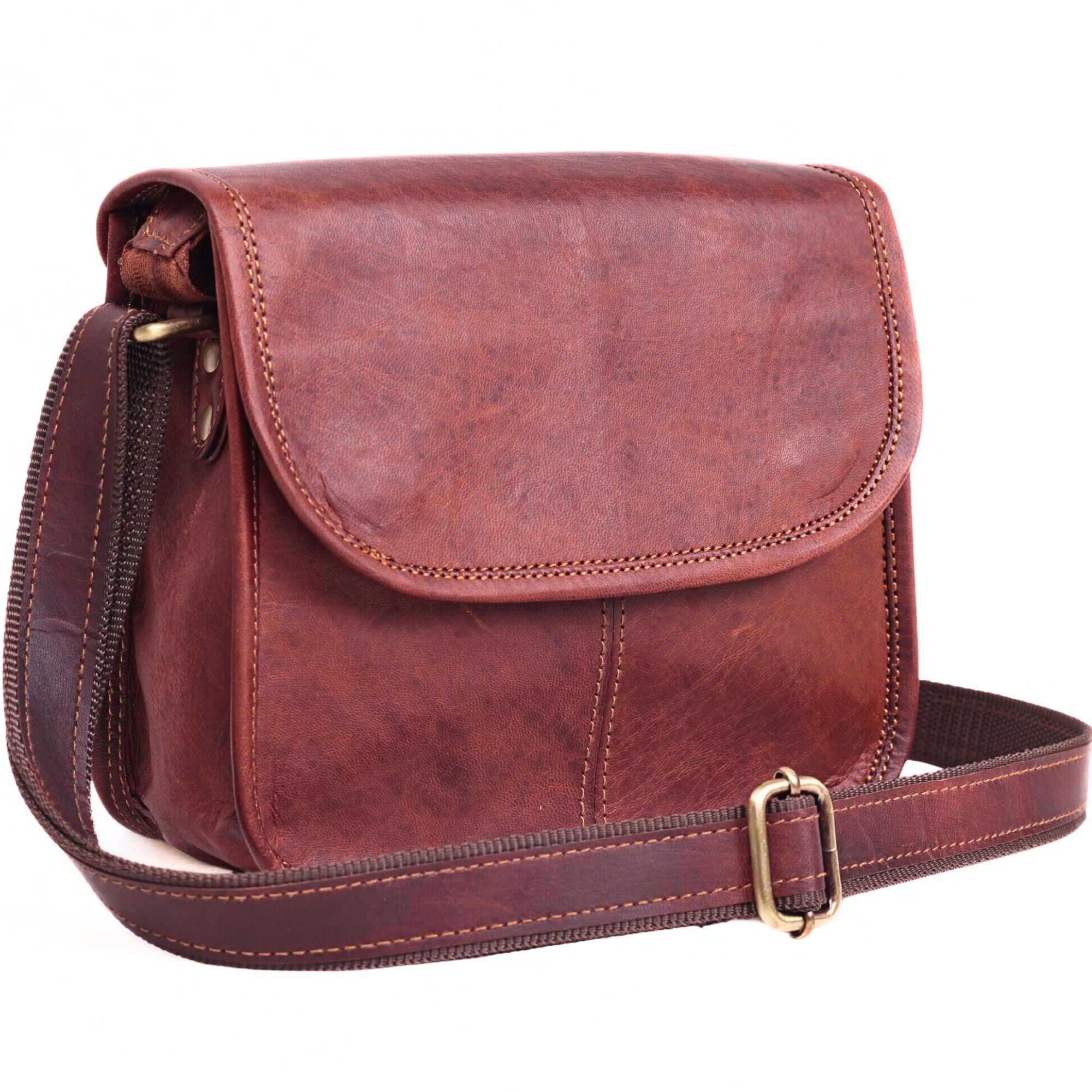 DEKVIO Small Leather Crossbody Purse for Women | Genuine Leather Saddle Bag | Magnetic Closure | Compact Shoulder Bag | Brown, Coffee, Tan, Black