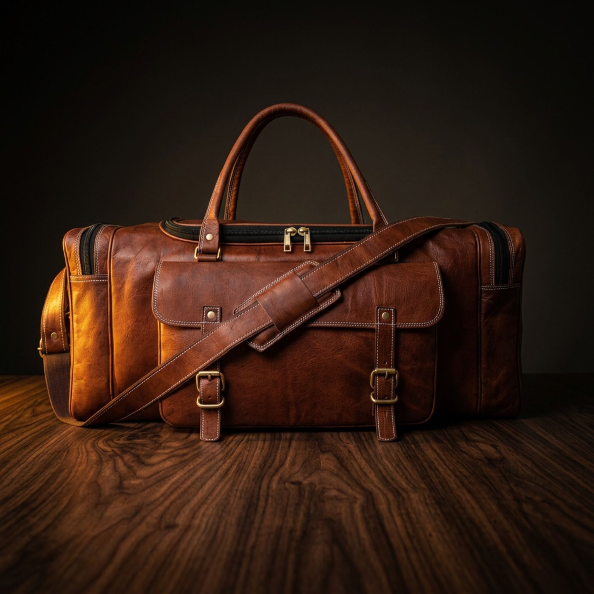 DEKVIO 24" Handcrafted Genuine Leather Duffle Bag | Vintage Travel Holdall | Men & Women | Brown, Coffee, Tan, Black